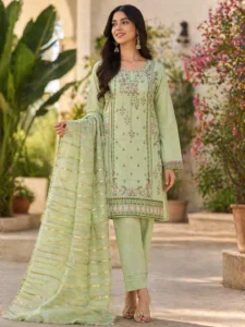 Summer Collection Fancy 3 Pcs Women's Stitched Embroidered Suit Long Shirt