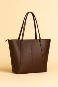 Brown Rexine Tote Bag for Girls, Lightweight & Durable