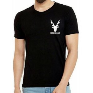 Men Black Markhor Printed Cotton T-Shirt