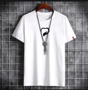 Men White Printed Cotton T-Shirt Round Neck Medium to XL
