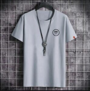 Men Grey Graphic Cotton T-Shirt Round Neck XL