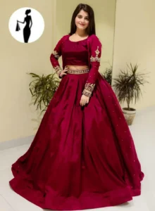 Maroon Shamoz Silk Gown Suit for Weddings Eid Party