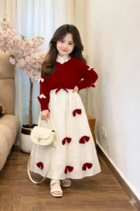 Premium Georgette Bow Top Maxi Set for Girls