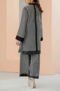 Black White Striped Two-Piece Set for Women